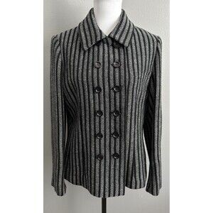 Jean Louis Scherrer Boutique Black White Dbl Breast Blazer Lined Jacket Sz 16